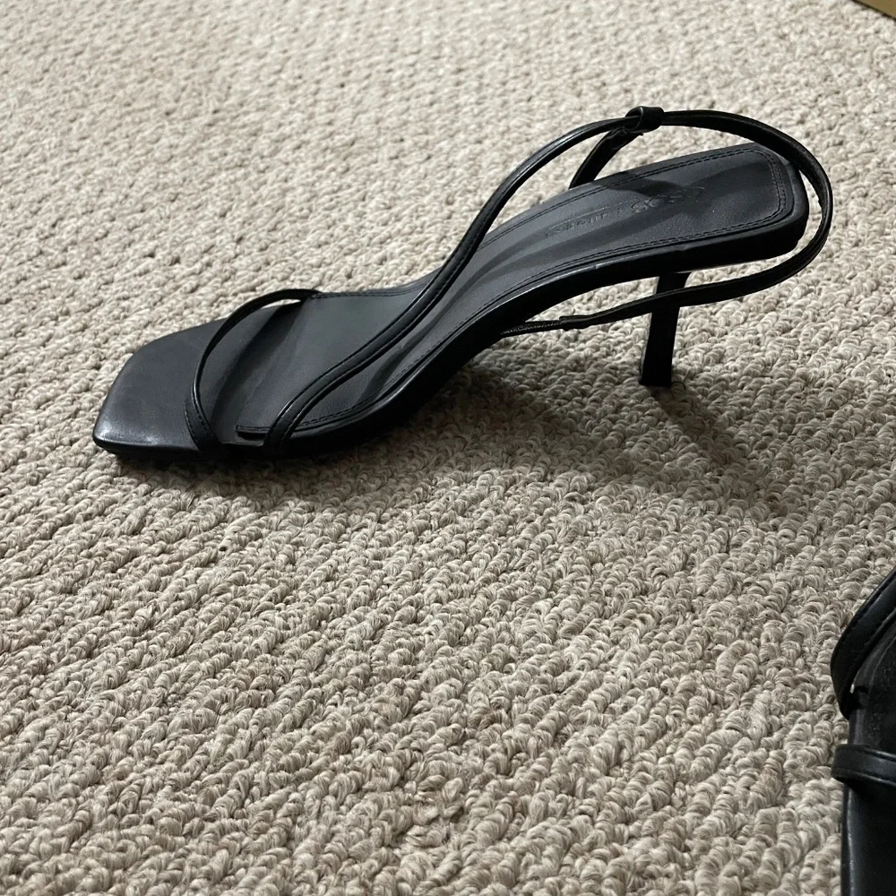 ASOS black strappy square toe kitten heels sz 7 - Picture 4 of 4